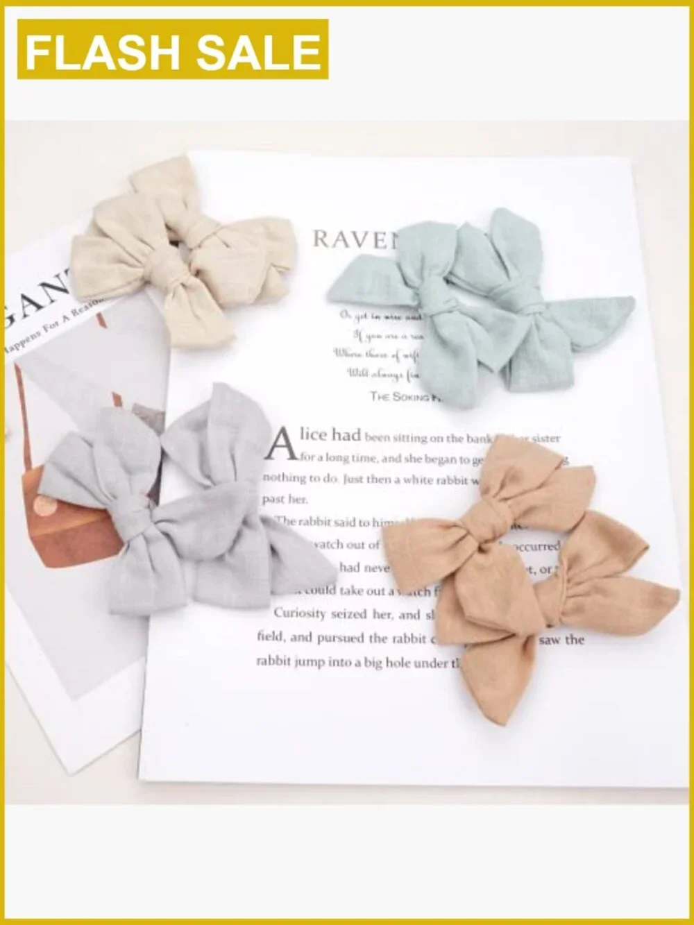 40 Piece Hair Bows Set Linen Fabric Alligator Clips for Toddlers